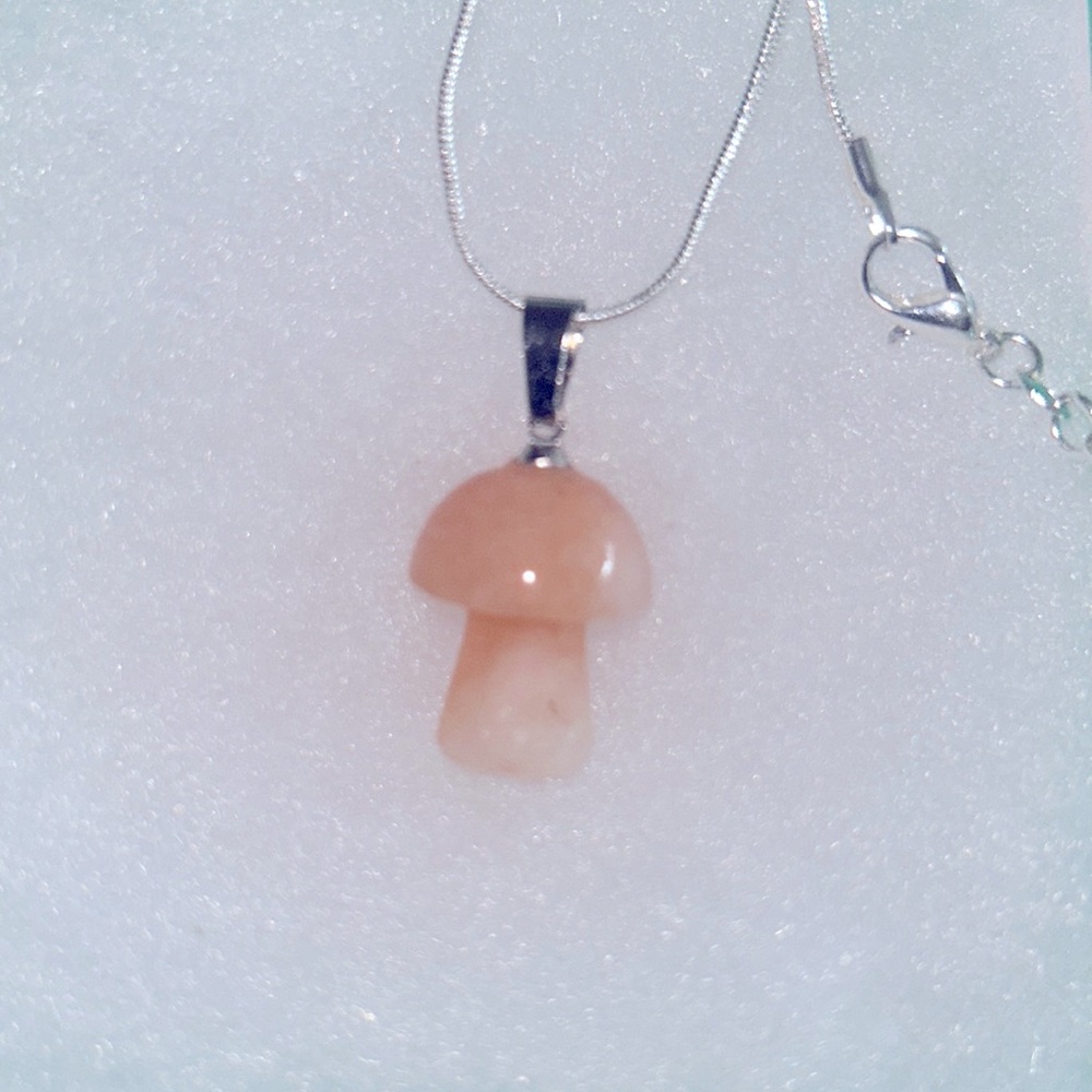 Psychedelic Boho Hippie Citrine Mushroom Sterling Silver Necklace 24”